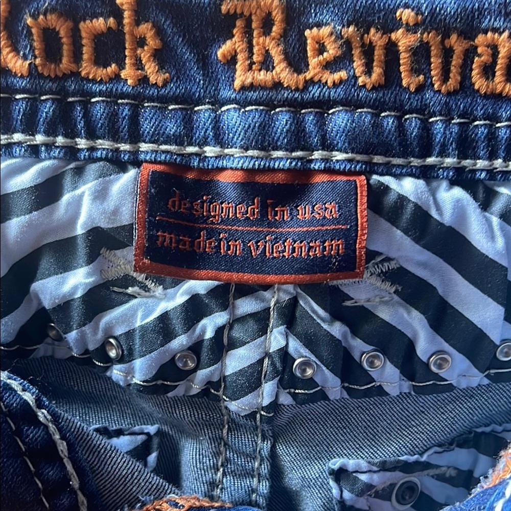 Rock Revival Dark Blue Denim with White Stitching - Picture 4 of 16
